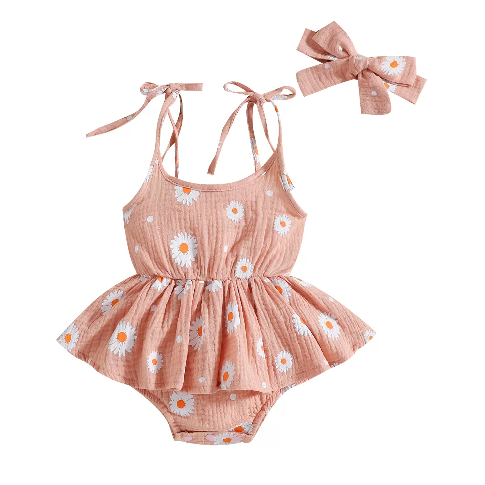 Strappy Romper Dress with Bow Headband