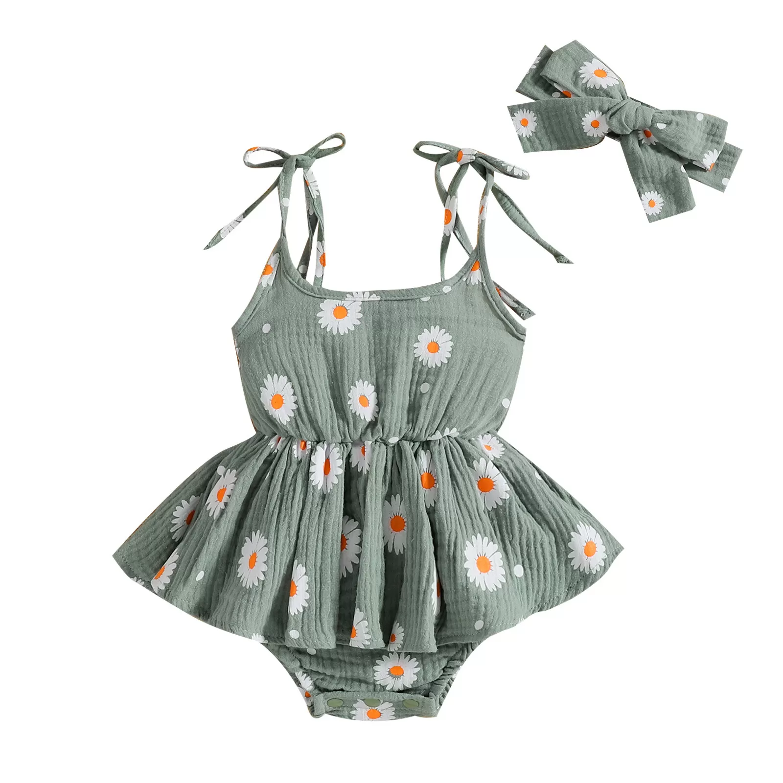 Strappy Romper Dress with Bow Headband