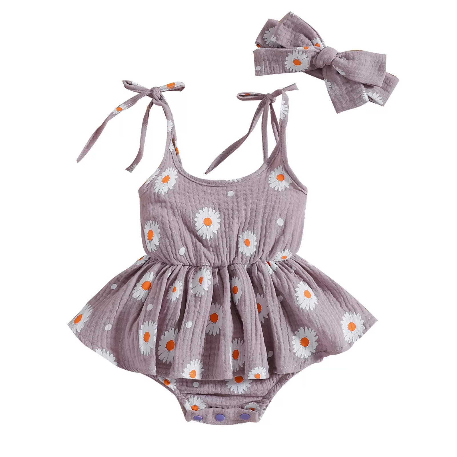 Strappy Romper Dress with Bow Headband