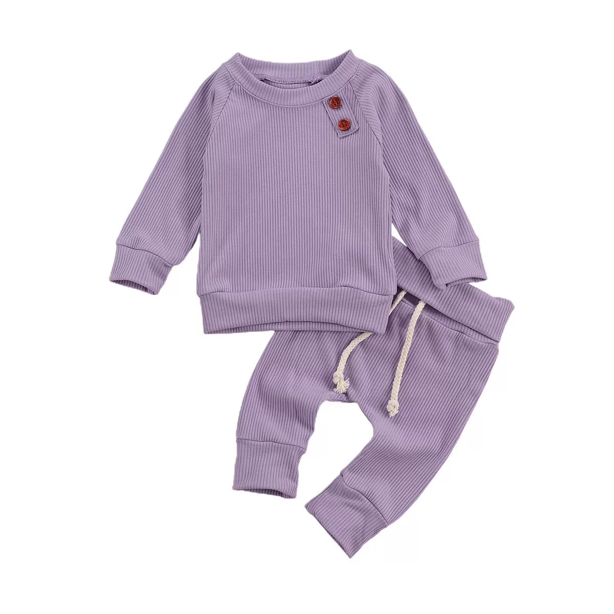 Cozy Knit Baby Hoodie Set – Striped Long-Sleeve Outfit