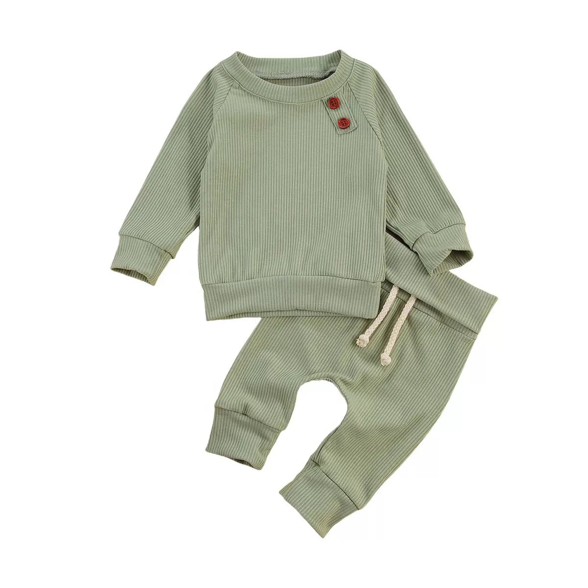 Cozy Knit Baby Hoodie Set – Striped Long-Sleeve Outfit