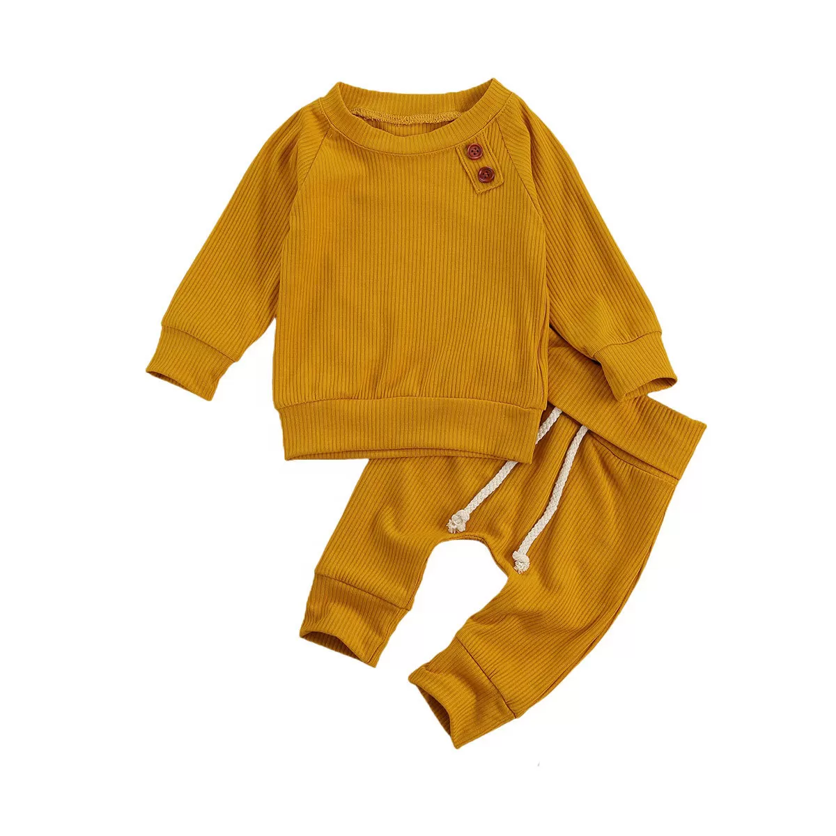 Cozy Knit Baby Hoodie Set – Striped Long-Sleeve Outfit