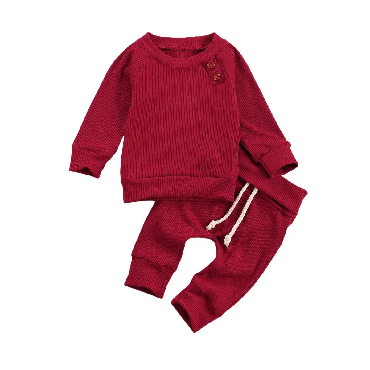 Cozy Knit Baby Hoodie Set – Striped Long-Sleeve Outfit