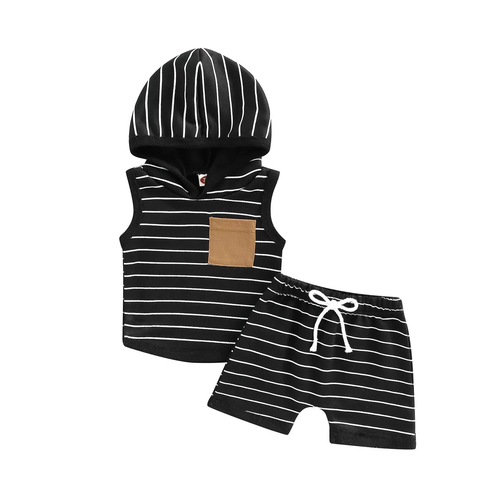 Trendy Short-Sleeve Baby Hoodie & Shorts Combo