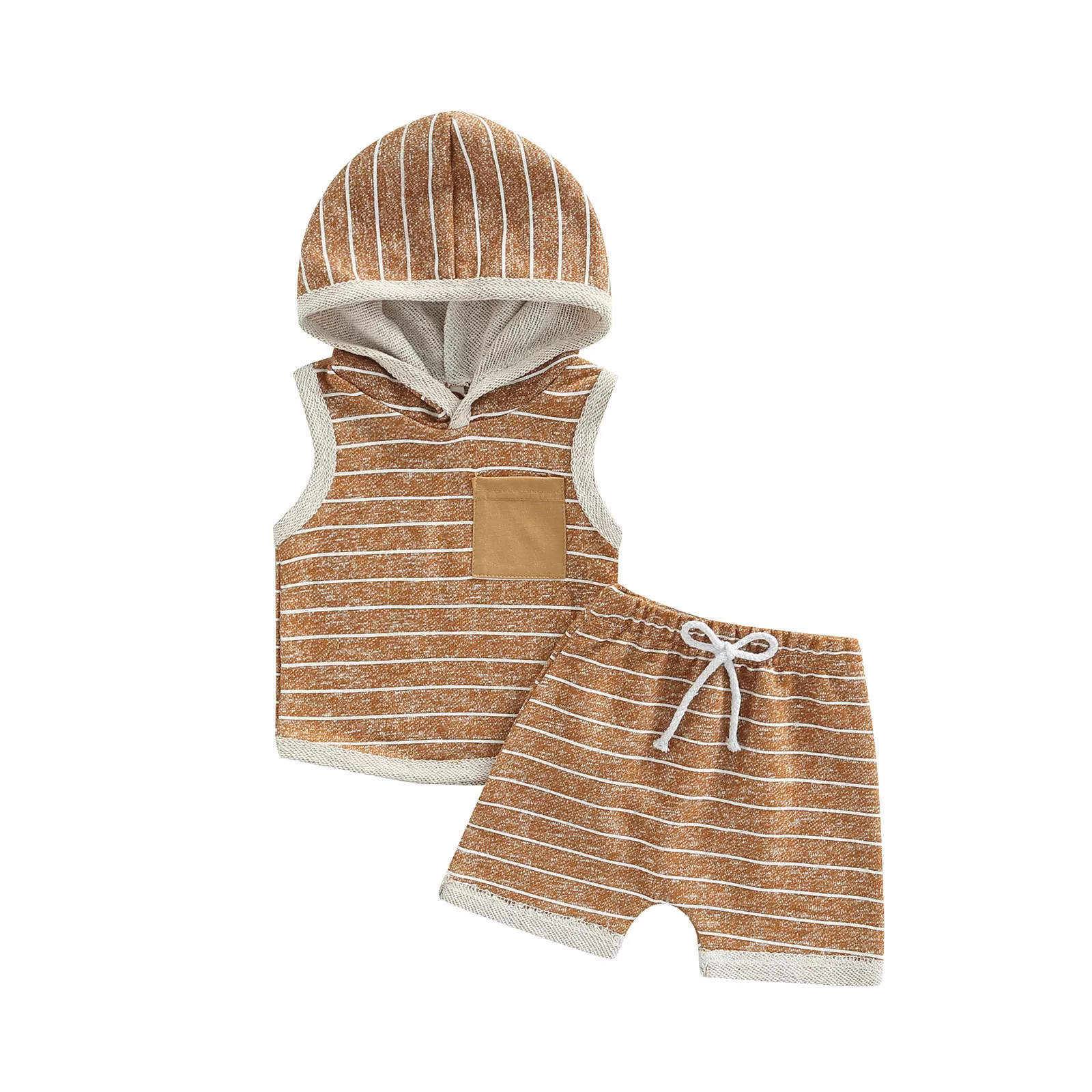 Trendy Short-Sleeve Baby Hoodie & Shorts Combo