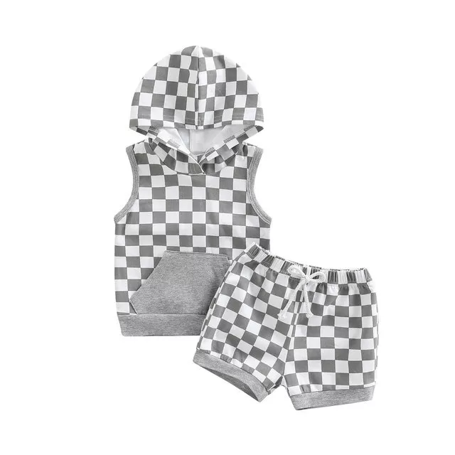 Trendy Short-Sleeve Baby Hoodie & Shorts Combo