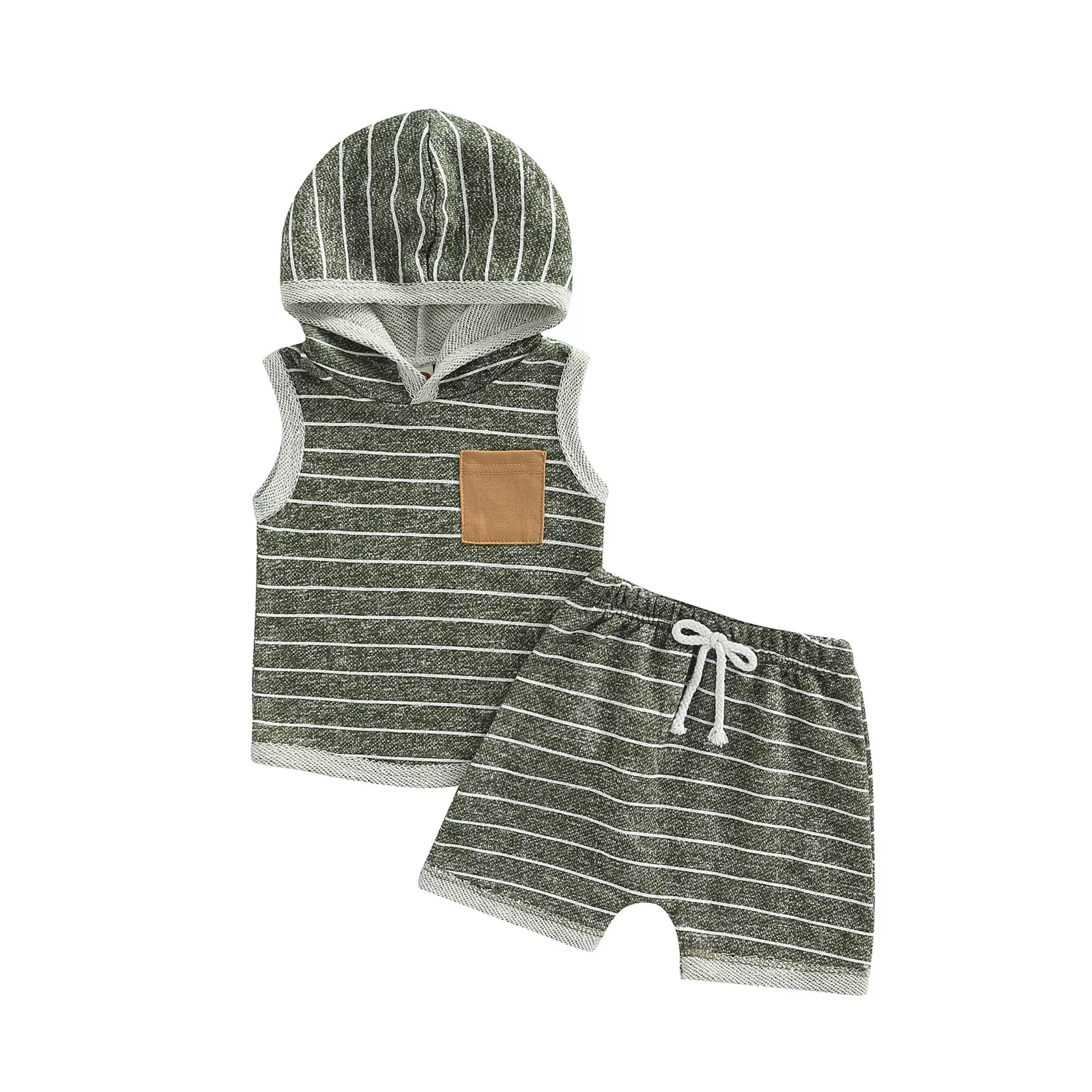 Trendy Short-Sleeve Baby Hoodie & Shorts Combo