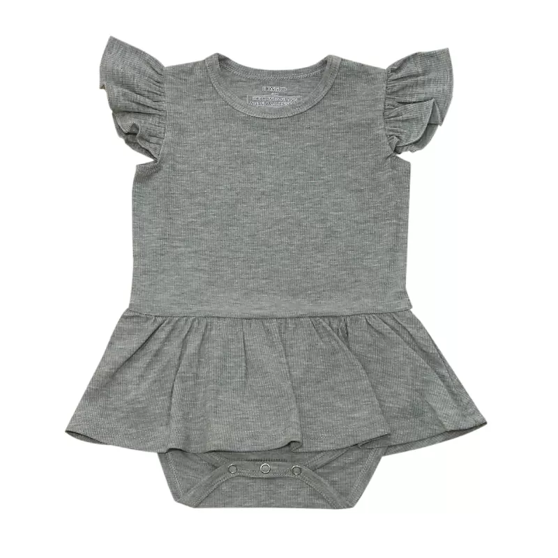 Solid Color Frill-Sleeve Baby Onesie Dress