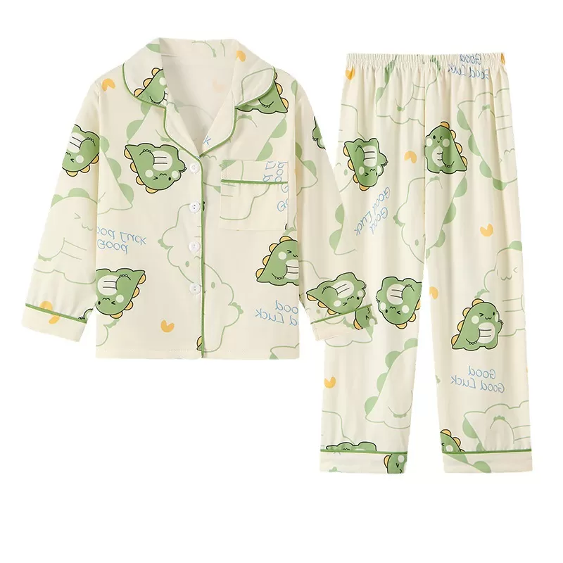 Deluxe Cotton Lace-Neck Baby Pajamas Set – Age 4-12