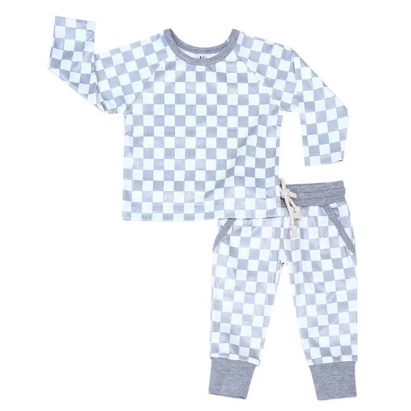 Organic Bamboo Baby Pajamas Set – Retro Checkered Design