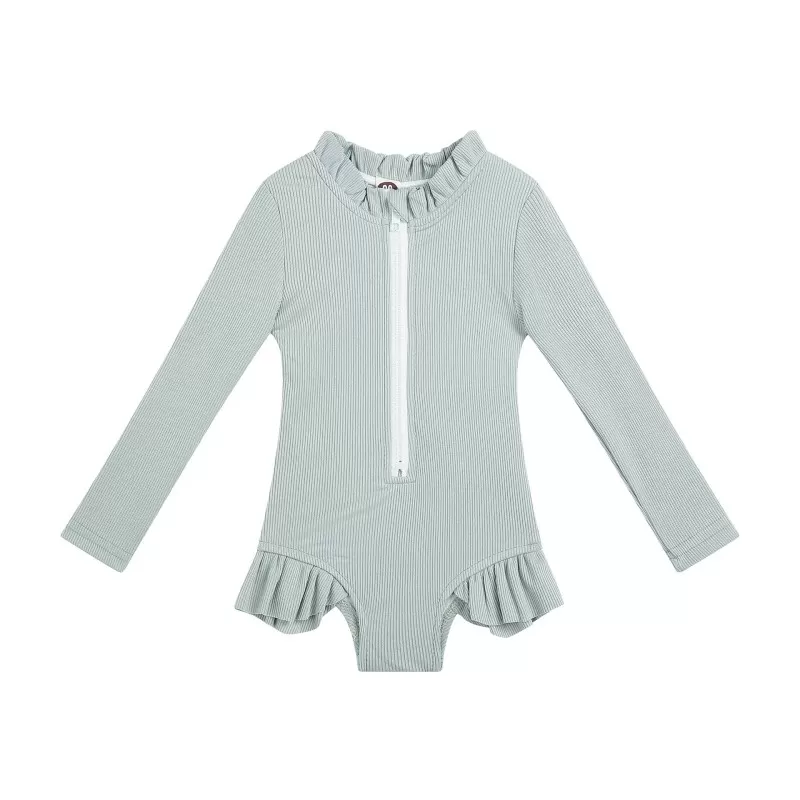 Retro Solid-Color Customizable Baby Swimwear