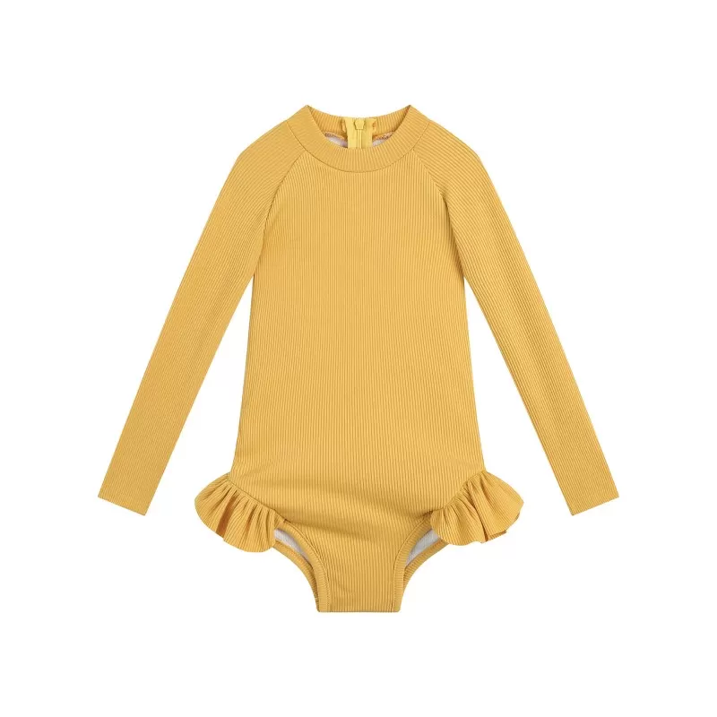 Retro Solid-Color Customizable Baby Swimwear