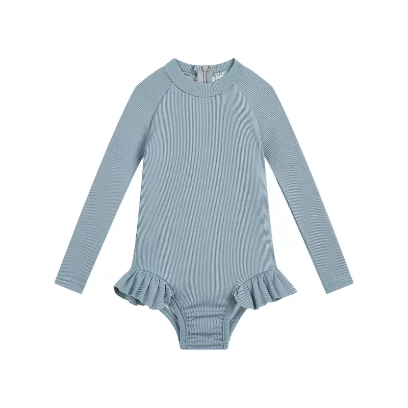 Retro Solid-Color Customizable Baby Swimwear