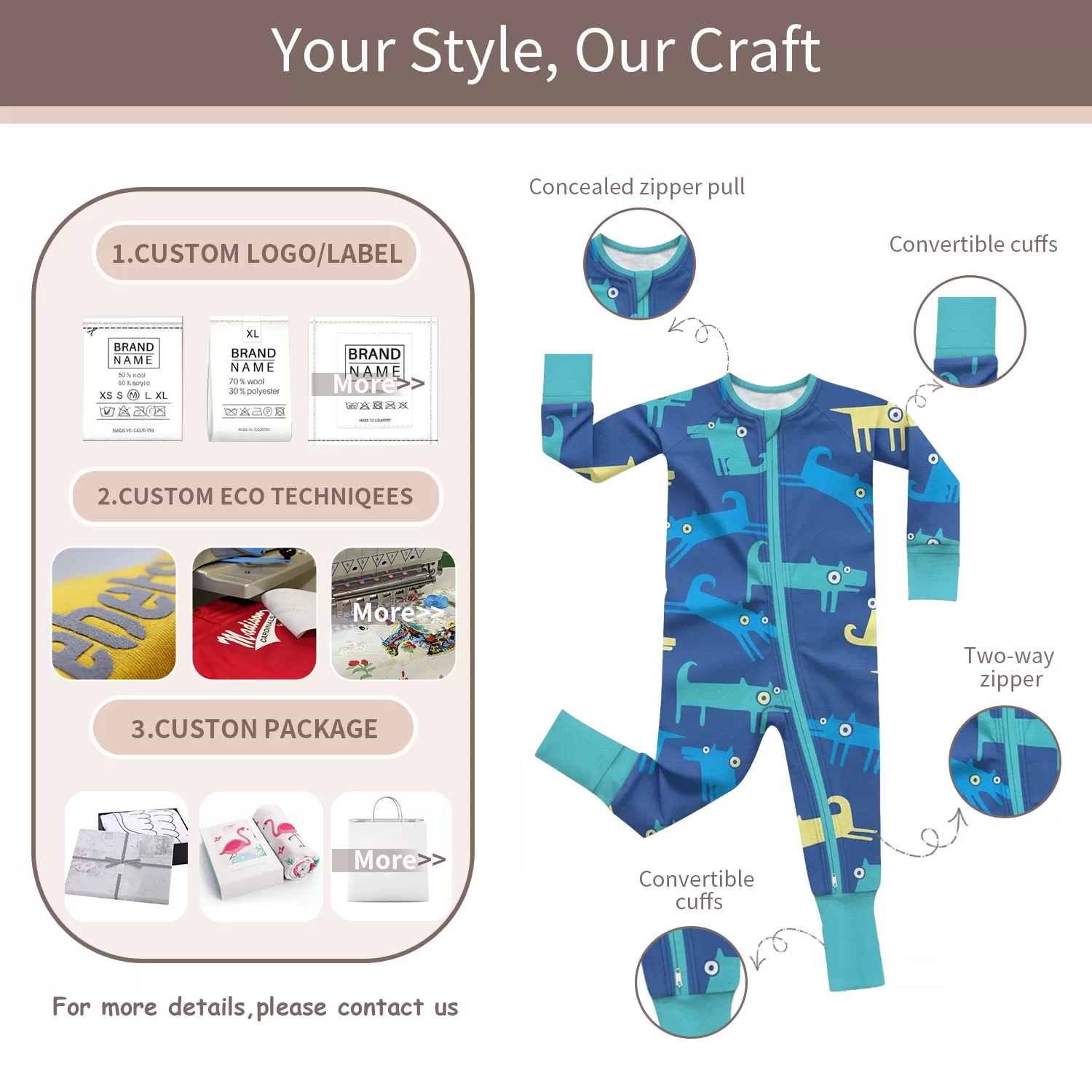 baby jumpsuit YKK 2-way zipper