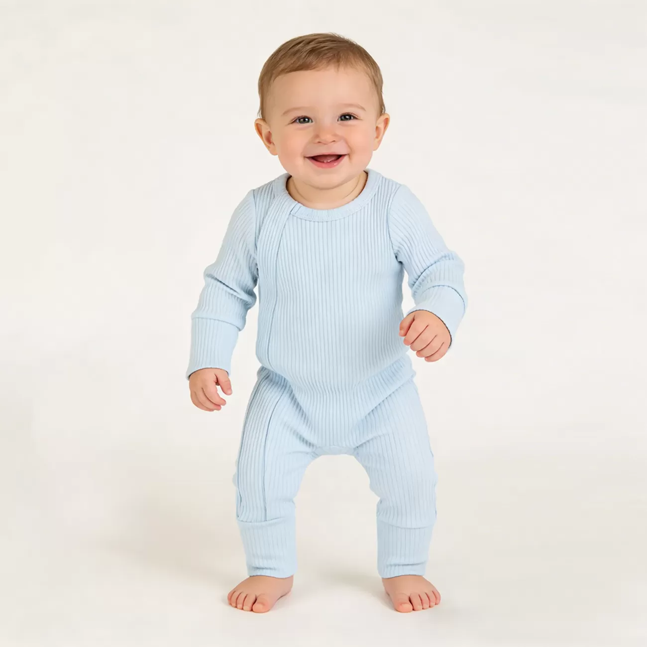 Custom New Born Baby Jumpsuit 2 Way Zipper Romper Unisex