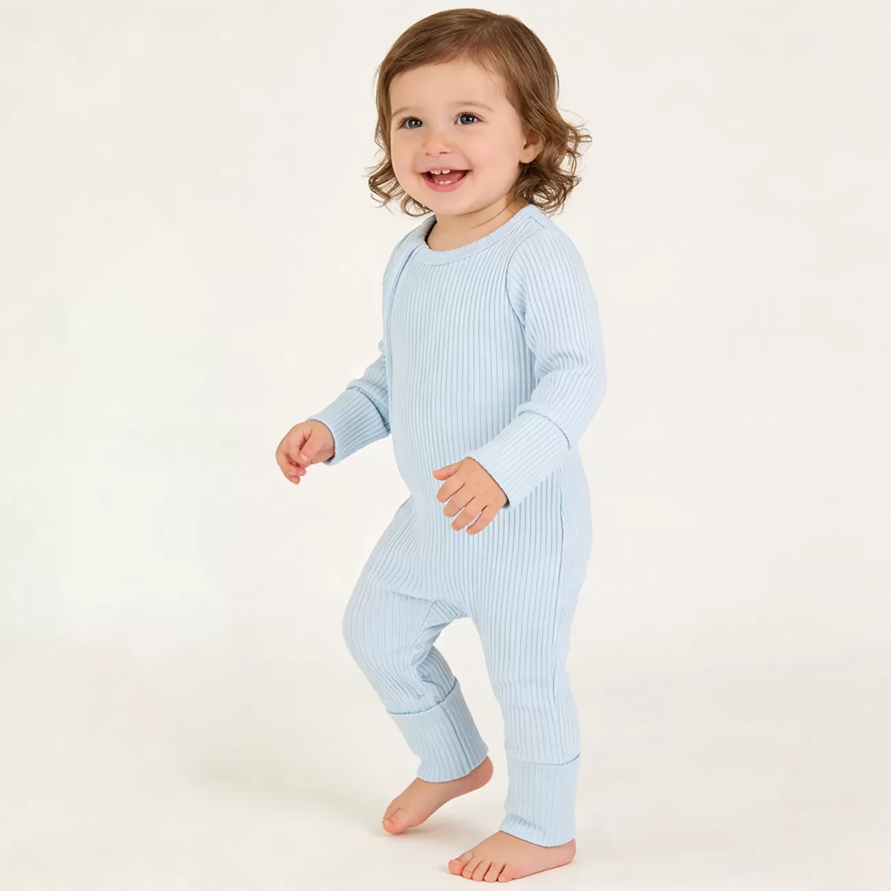 Custom New Born Baby Jumpsuit 2 Way Zipper Romper Unisex