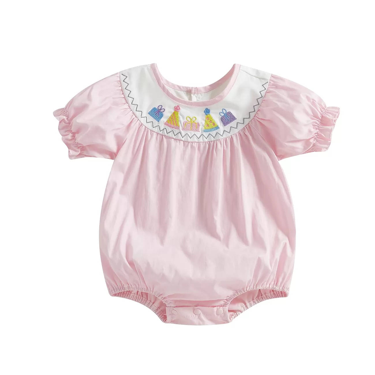 Baby Bodysuit Onesie Embroidered Pink Romper For Newborn