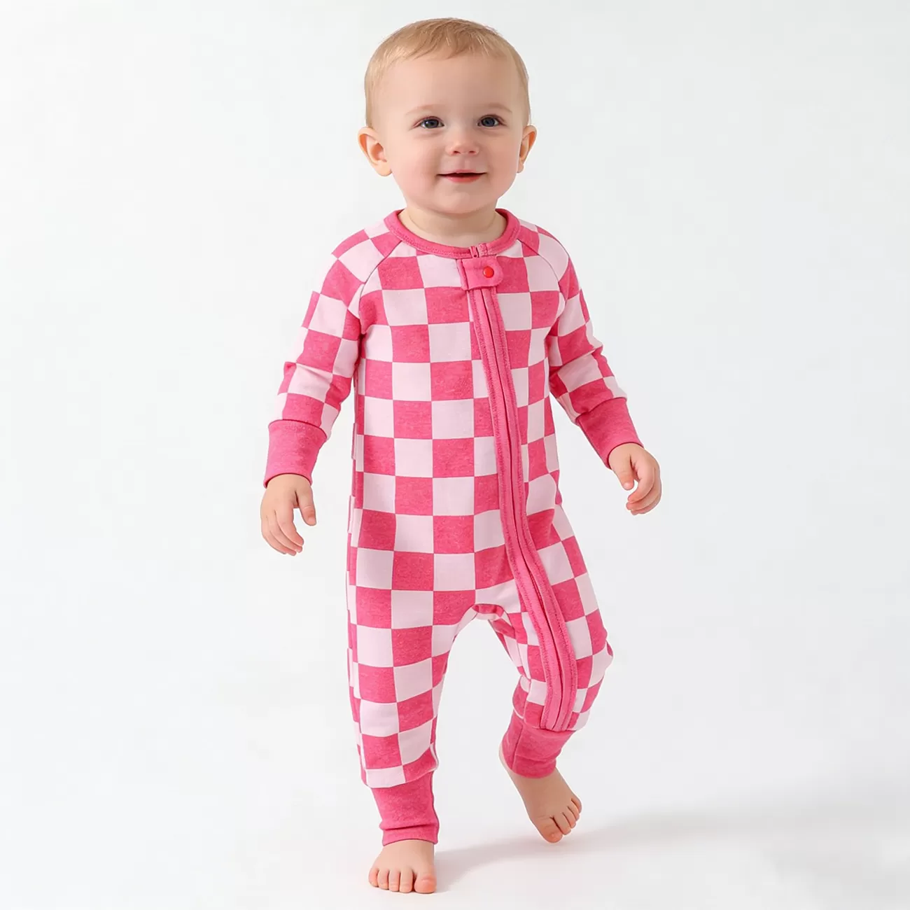 Custom Baby Boy Girl Jumpsuit Plaid Pattern Bamboo Pajamas for Newborn