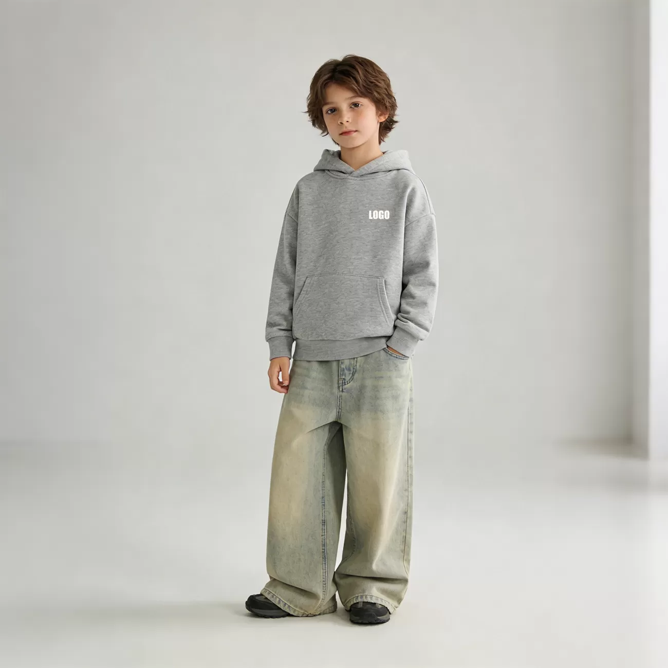 Custom Kid Sweatshirt With Hood Plain Color Kid Hoodie