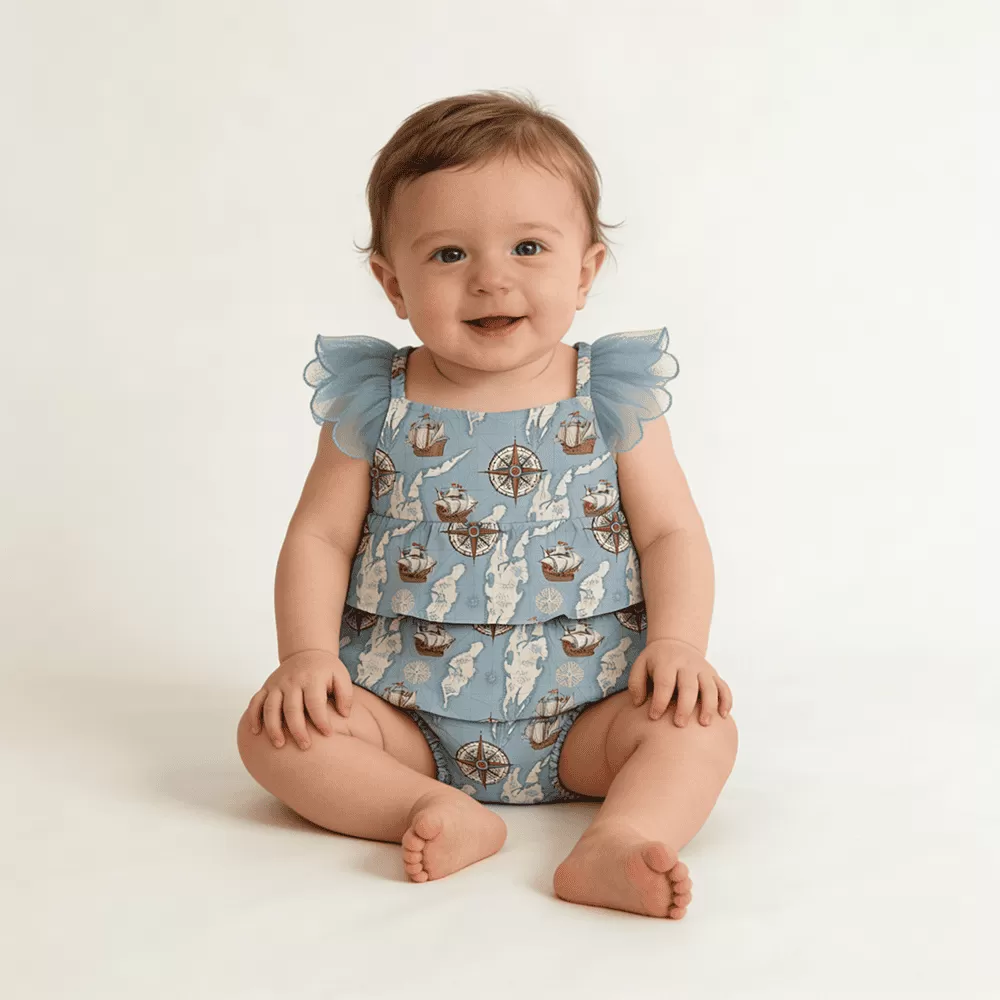 Custom Baby Girl Bodysuit Clothes Ruffle Sleeve Onesie For Newborn