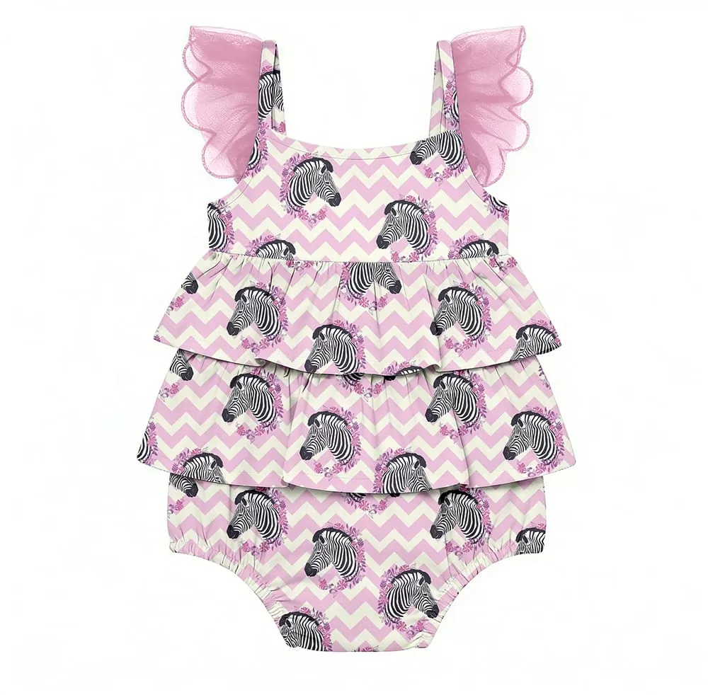 Custom Baby Girl Bodysuit Clothes Ruffle Sleeve Onesie For Newborn