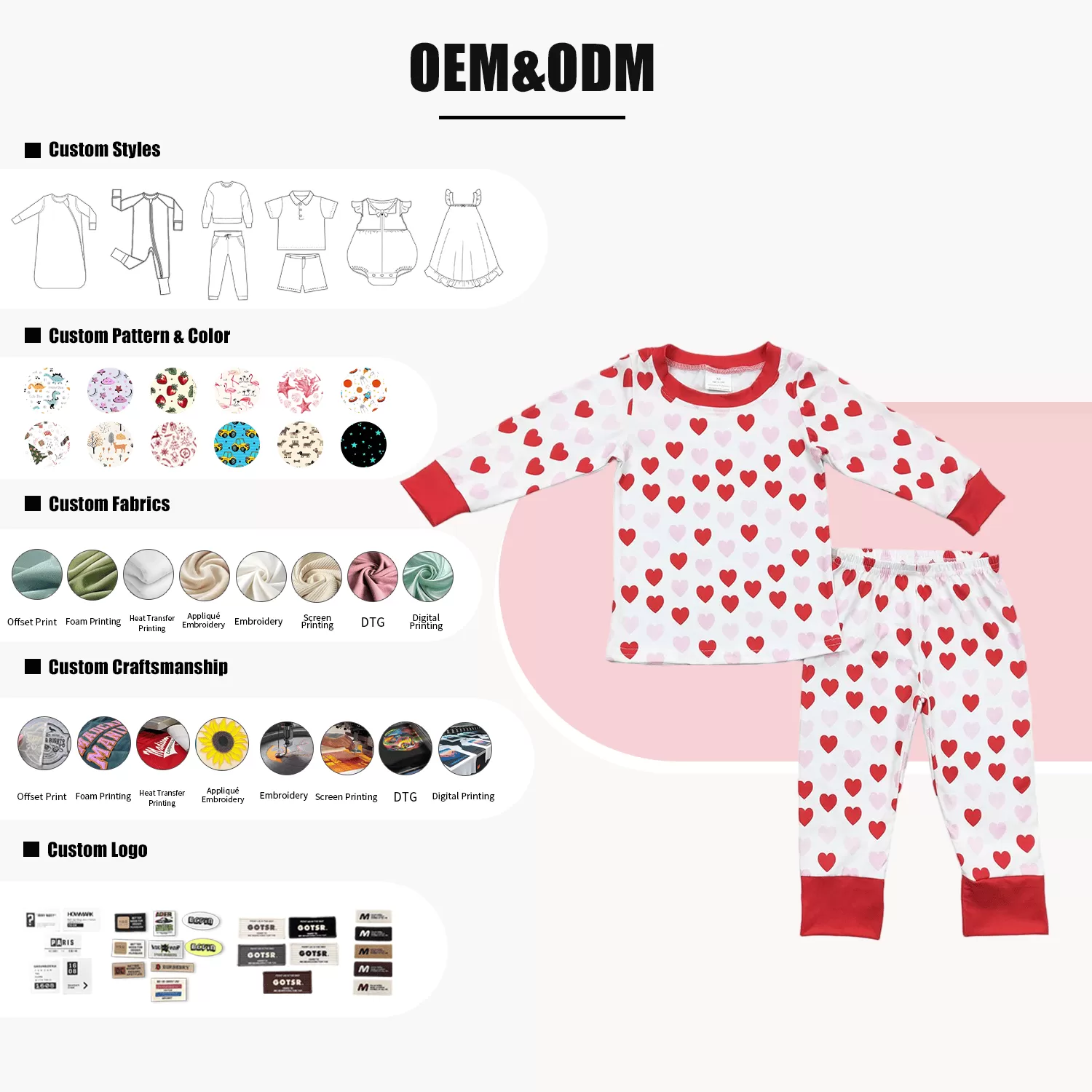 Custom Family Matching Pajamas Valentine PJ 2 piece Sets