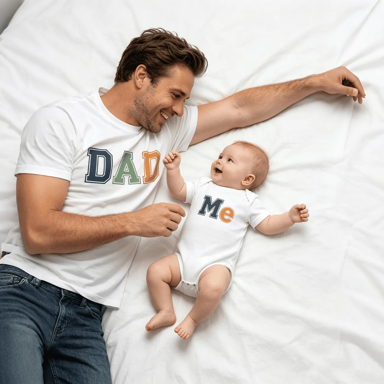 Custom Dad And Son Matching Outfits Designer Baby Onesie Organic Cotton