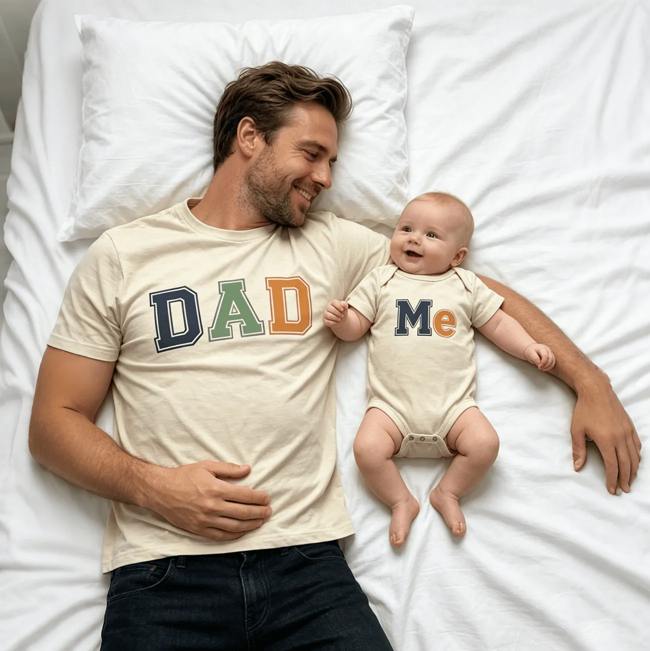 Custom Dad And Son Matching Outfits Designer Baby Onesie Organic Cotton