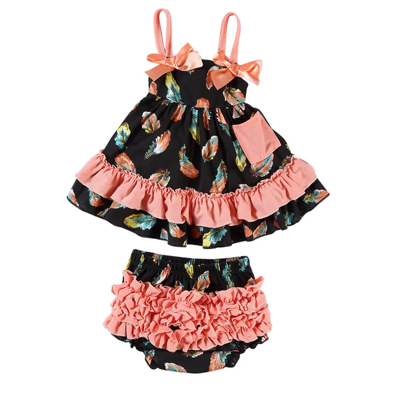 OEM ODM Custom Pattern Baby Girl Ruffle Dress Set | Wholesale Custom Print Floral Camo Toddler Boutique Clothing