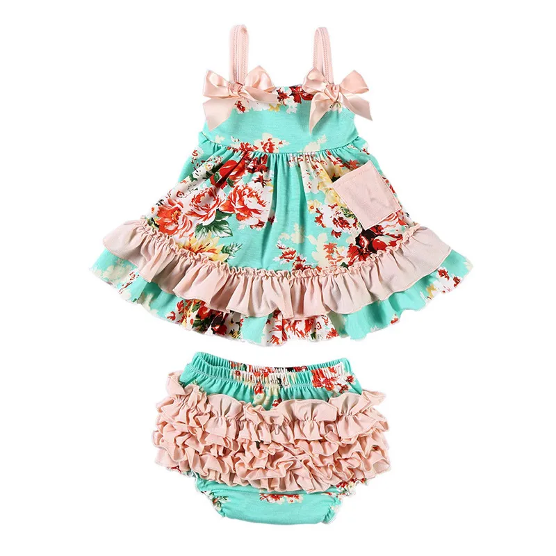 OEM ODM Custom Pattern Baby Girl Ruffle Dress Set | Wholesale Custom Print Floral Camo Toddler Boutique Clothing