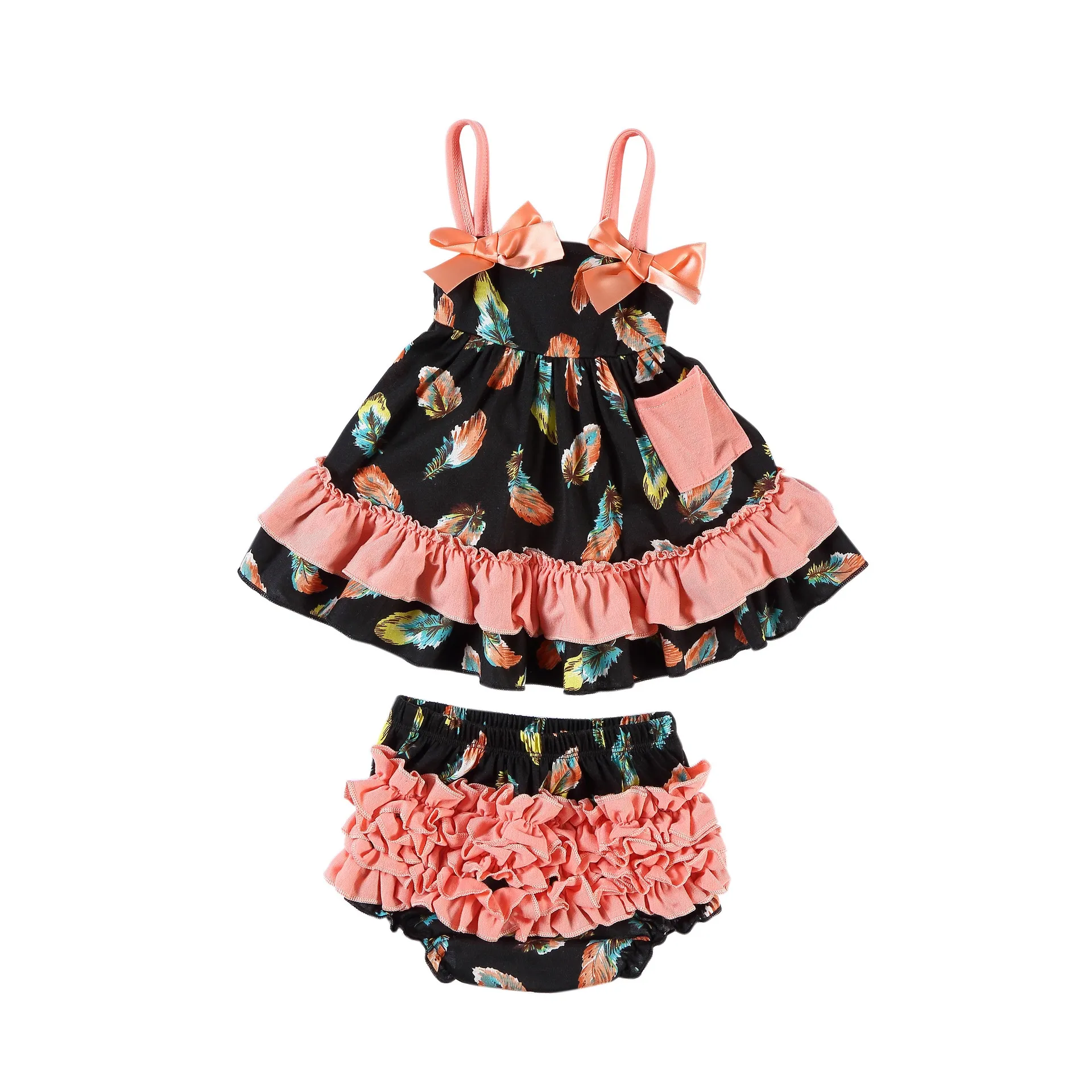 OEM ODM Custom Pattern Baby Girl Ruffle Dress Set | Wholesale Custom Print Floral Camo Toddler Boutique Clothing