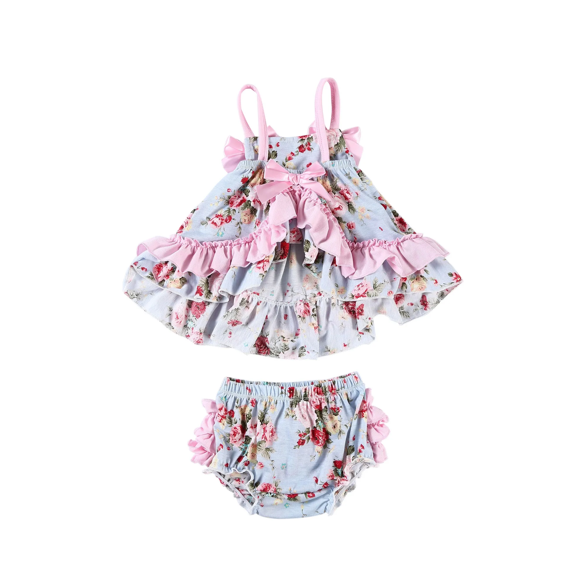 OEM ODM Custom Pattern Baby Girl Ruffle Dress Set | Wholesale Custom Print Floral Camo Toddler Boutique Clothing