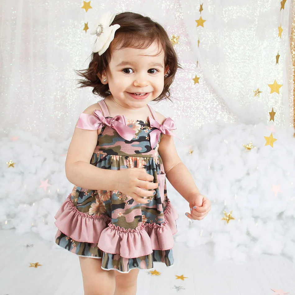 OEM ODM Custom Pattern Baby Girl Ruffle Dress Set | Wholesale Custom Print Floral Camo Toddler Boutique Clothing