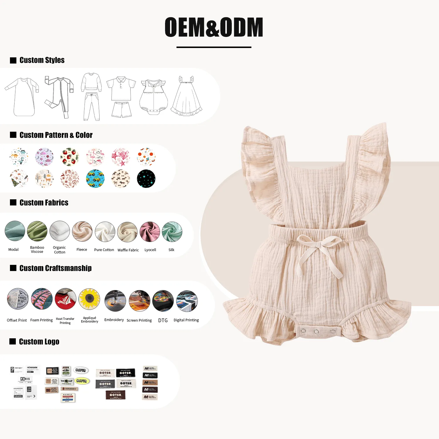 Personalized Custom baby bodysuit Ruffled Sleeveless Linen baby girl Clothes