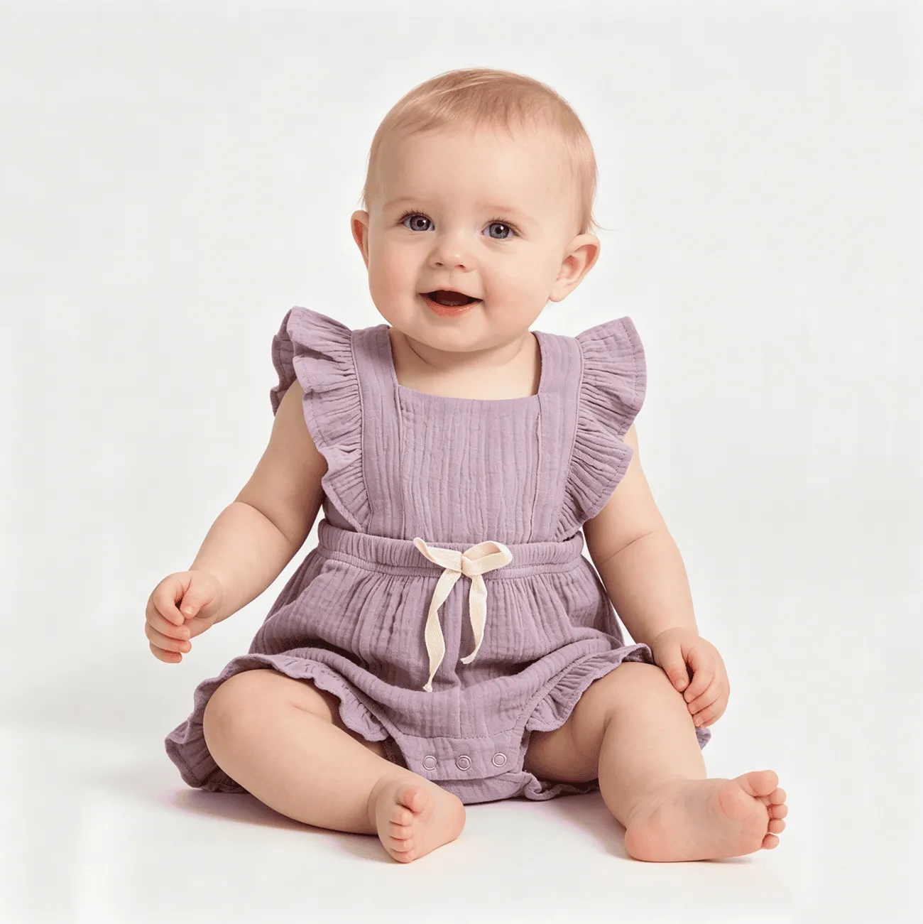 Personalized Custom baby bodysuit Ruffled Sleeveless Linen baby girl Clothes
