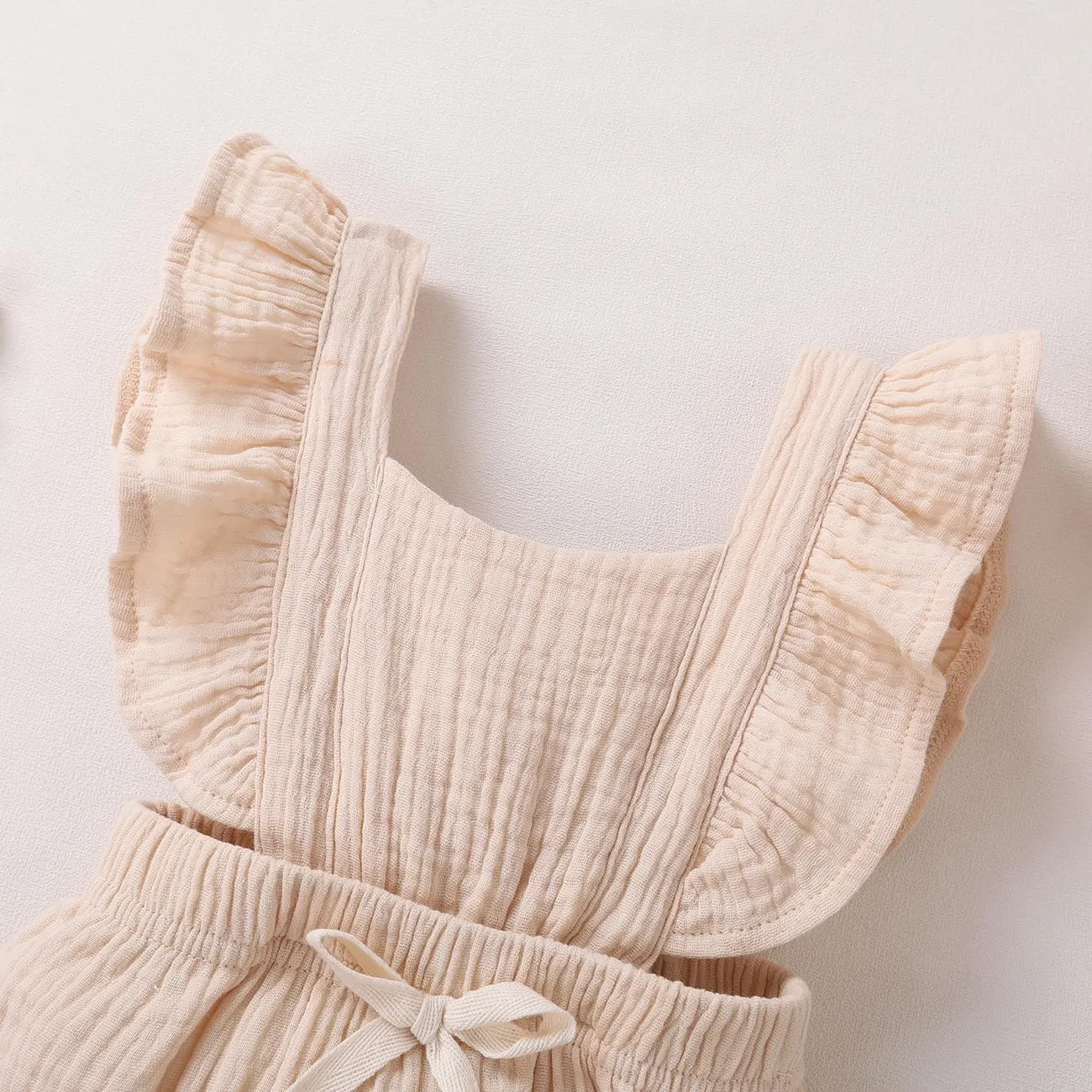 Personalized Custom baby bodysuit Ruffled Sleeveless Linen baby girl Clothes