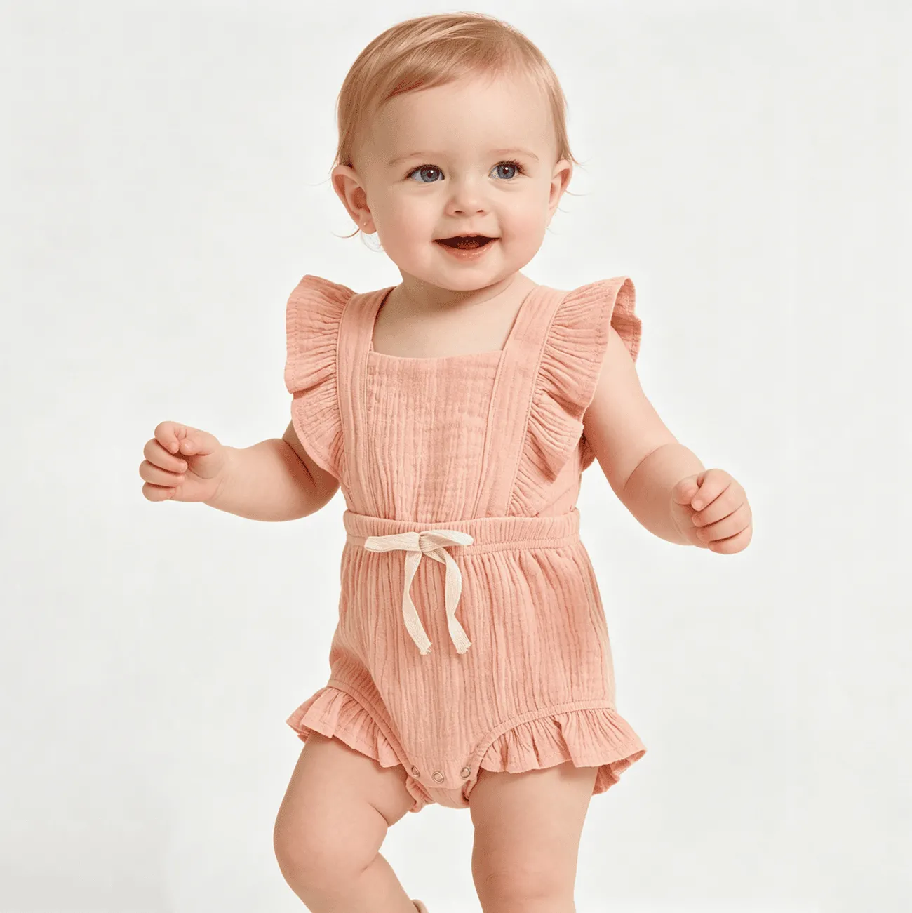 Personalized Custom baby bodysuit Ruffled Sleeveless Linen baby girl Clothes