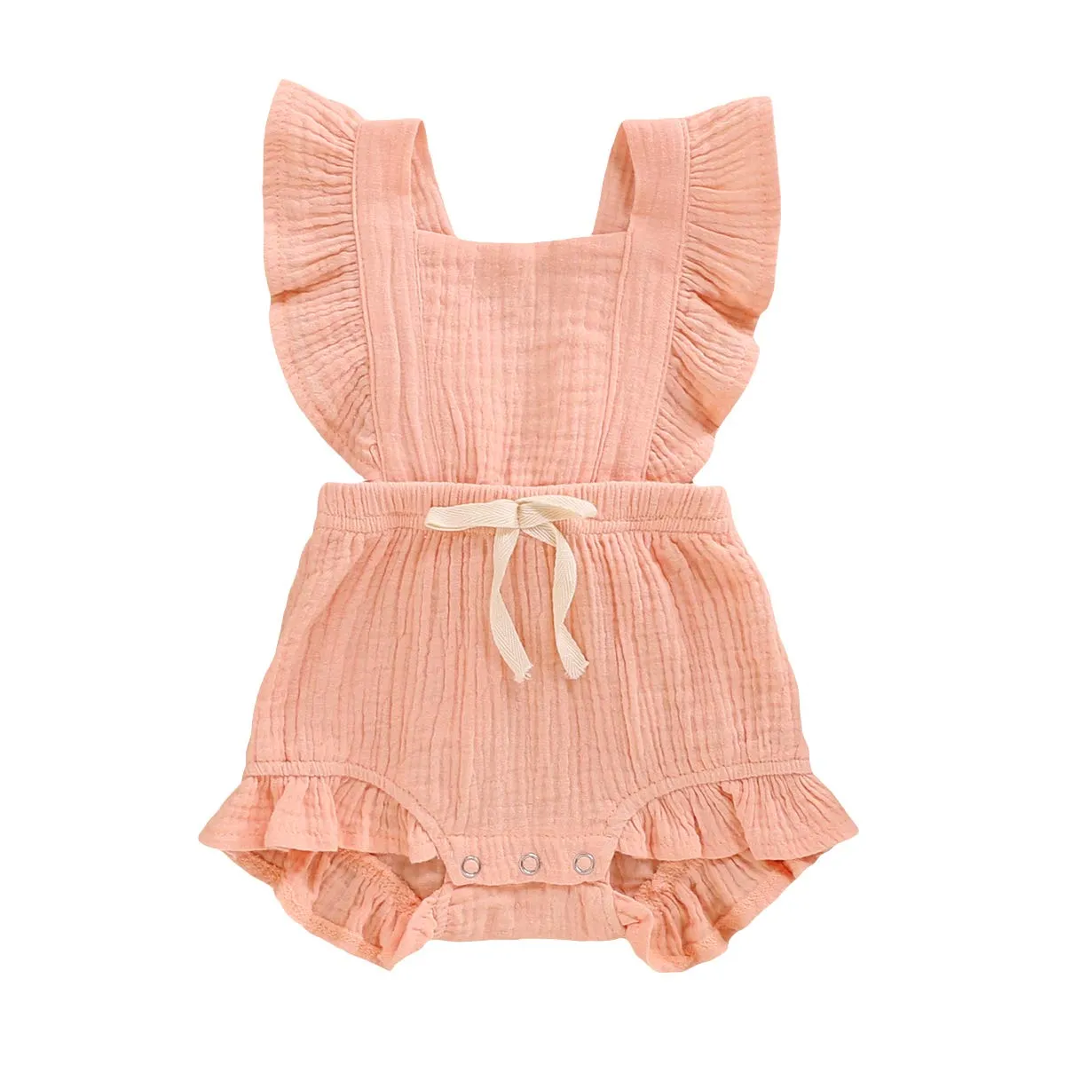 Personalized Custom baby bodysuit Ruffled Sleeveless Linen baby girl Clothes
