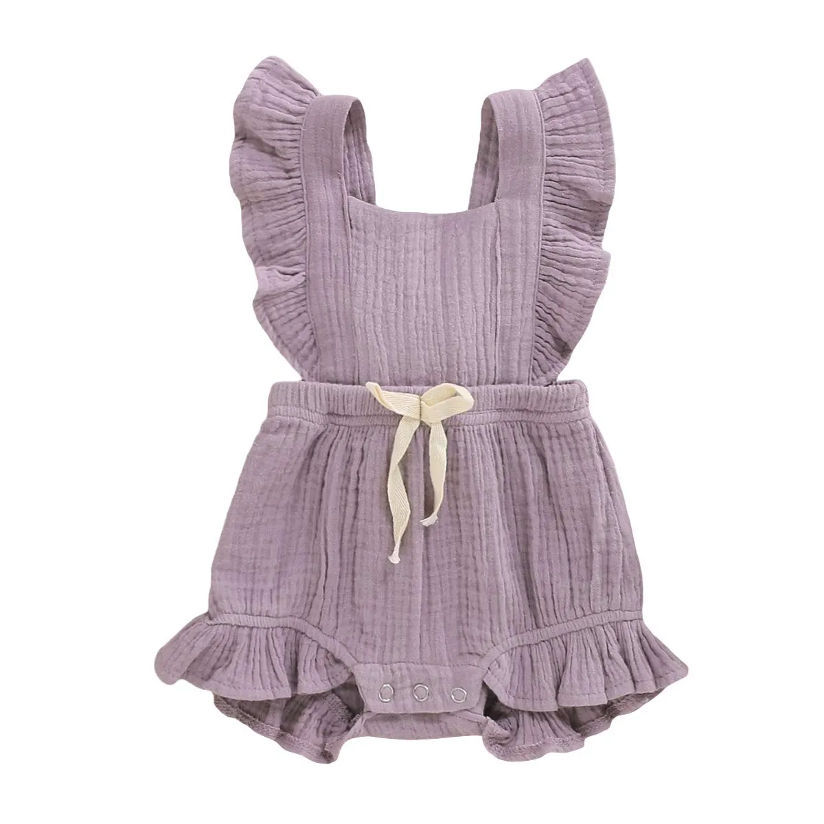 Personalized Custom baby bodysuit Ruffled Sleeveless Linen baby girl Clothes