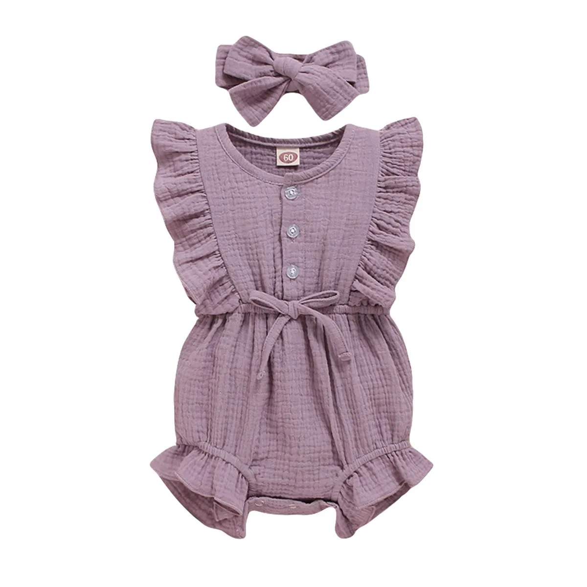 Personalized Custom baby bodysuit Ruffled Sleeveless Linen baby girl Clothes