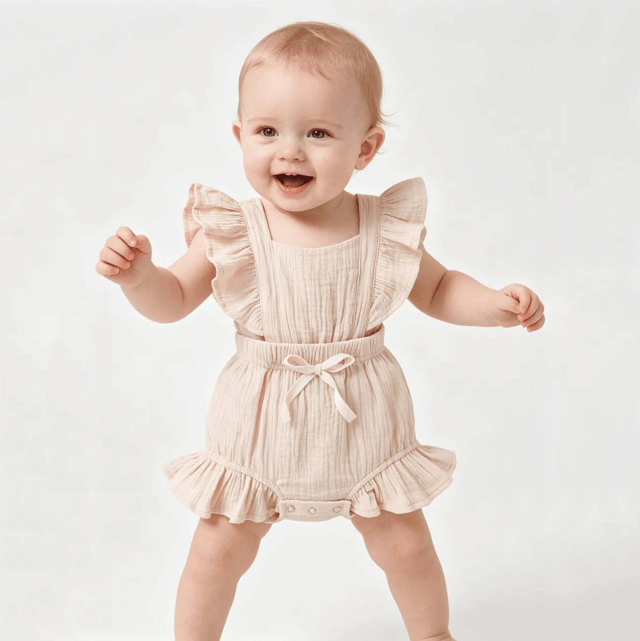 Personalized Custom baby bodysuit Ruffled Sleeveless Linen baby girl Clothes