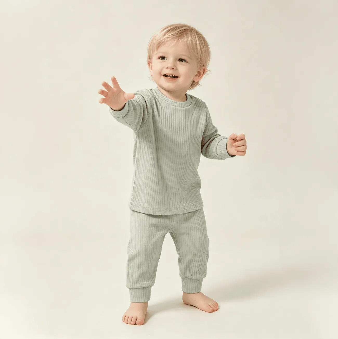 Custom Ribbed Baby Pajamas Sets Design Logo