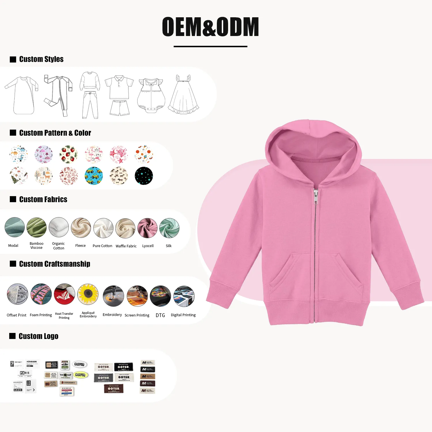 Custom Kid Hoodie Sets Zipper Sweatshirts With Hoodie
