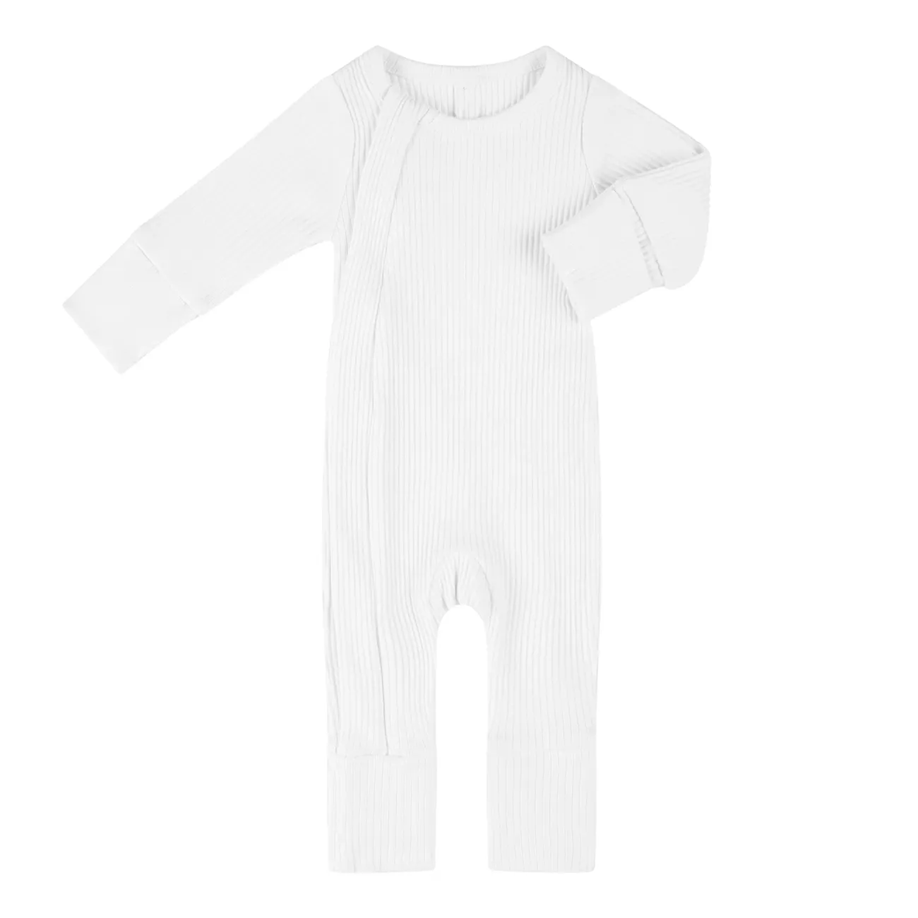 Custom 2 Way Zipper Newborn Bodysuit Jumper Organic Cotton Ribbed Baby Footie Manufacturer