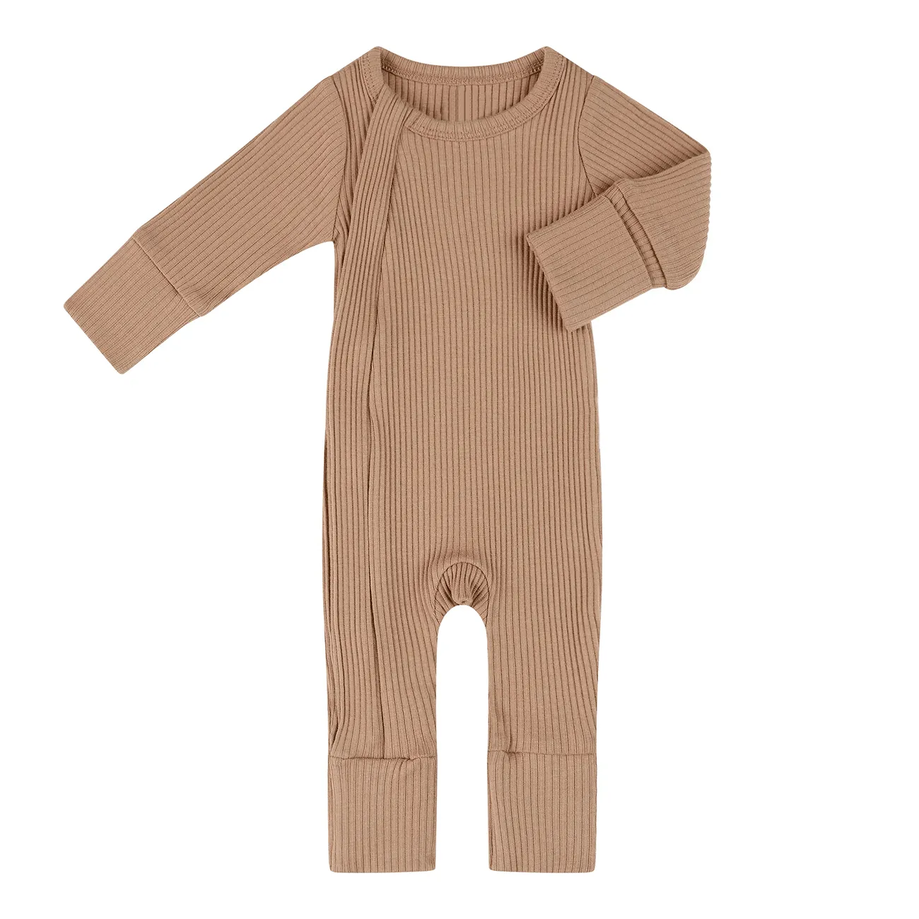 Custom New Born Baby Jumpsuit 2 Way Zipper Romper Unisex