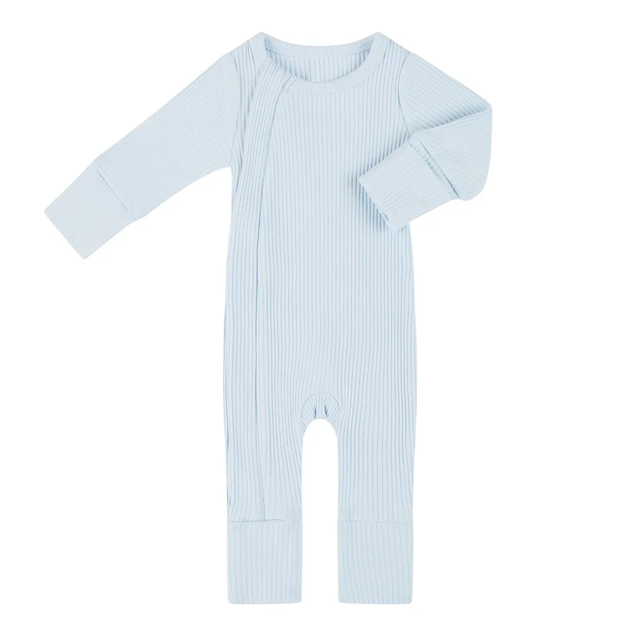 Custom New Born Baby Jumpsuit 2 Way Zipper Romper Unisex