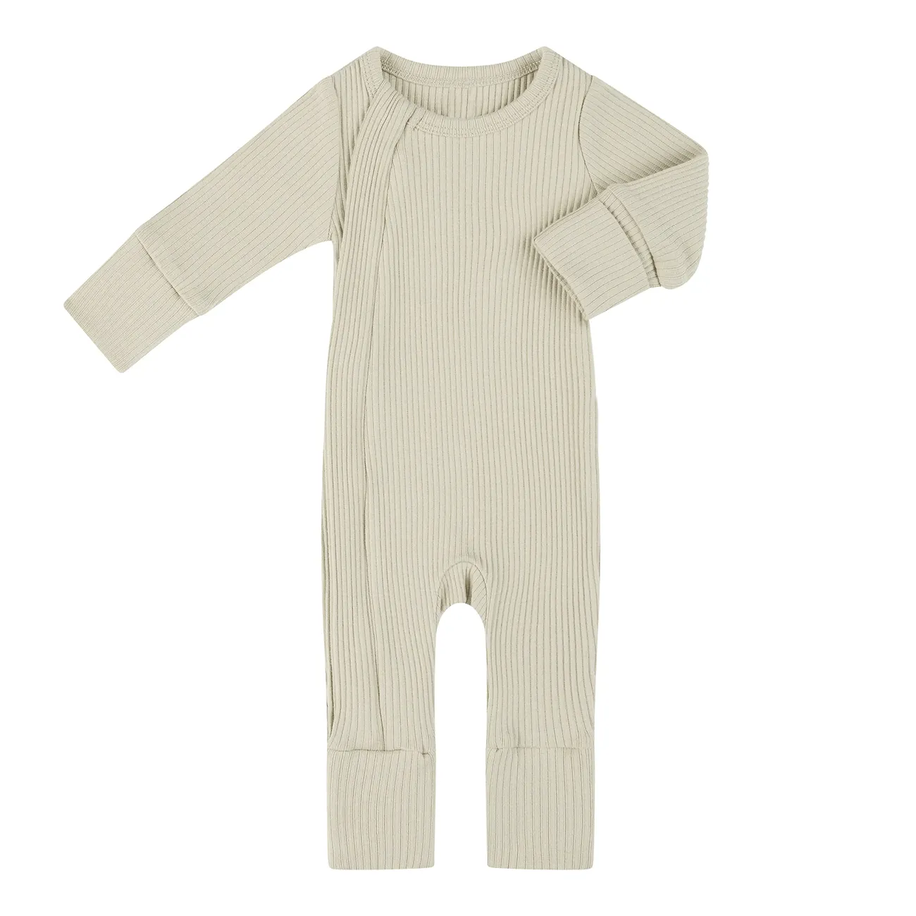 Custom New Born Baby Jumpsuit 2 Way Zipper Romper Unisex