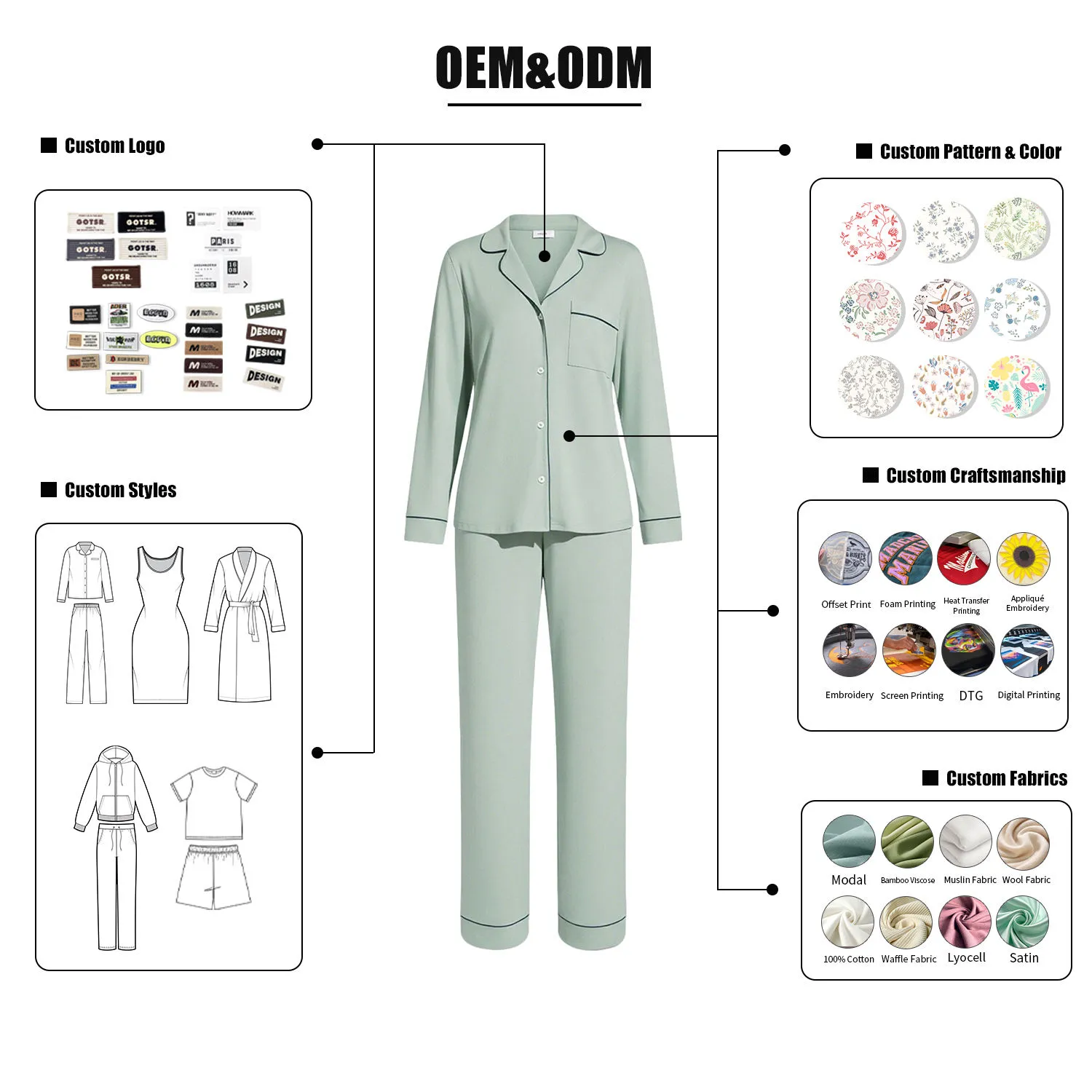 Wholesale Custom Bamboo Spandex Pajamas for Women Private Label Sleepwear Manufacturer