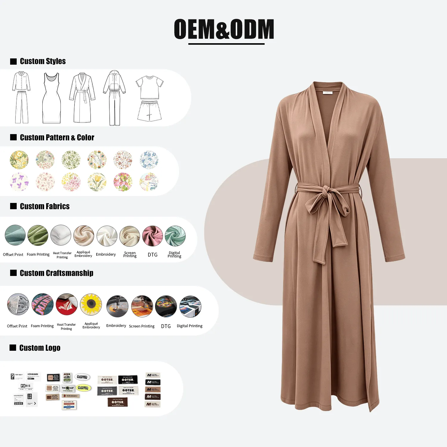 Custom Luxury Modal Nightgown Wholesale Long Sleeve Women Dressing Gown
