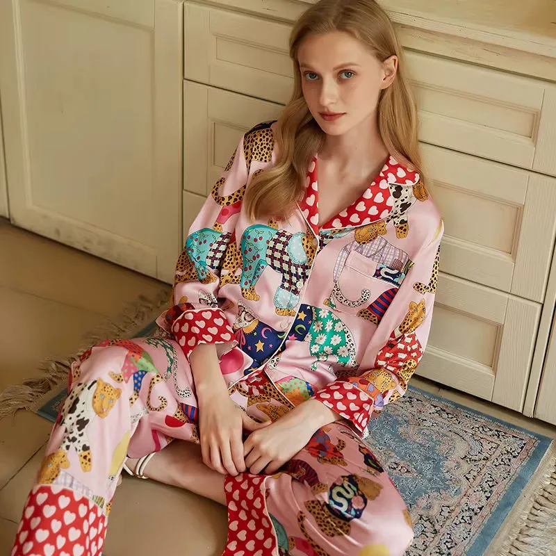 Hongbo Custom Logo Ice Silk Women Pajamas Set B2B Wholesale Luxury Sleepwear